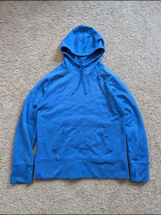 Nike Tops - Nike Womens Blue Therma Fit Fleece Activewear Pullover Hoodie Size Large
